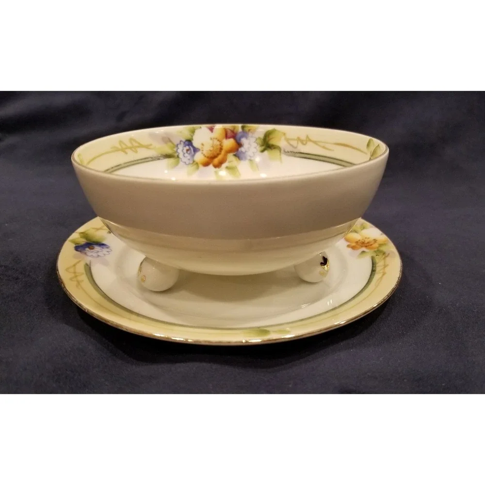 Vintage Noritake Morimura Porcelain Berry Bowl with Saucer